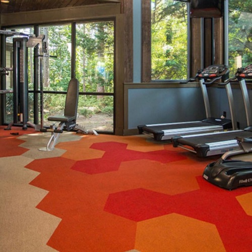 a gym with exercise equipment